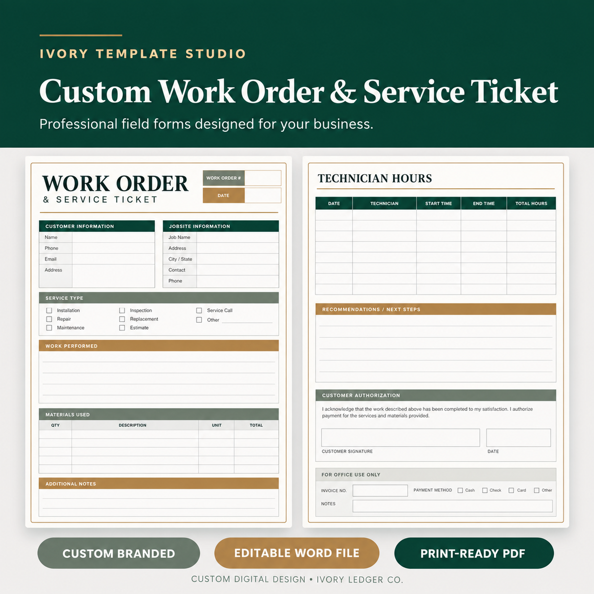 Custom Work Order or Service Ticket Design