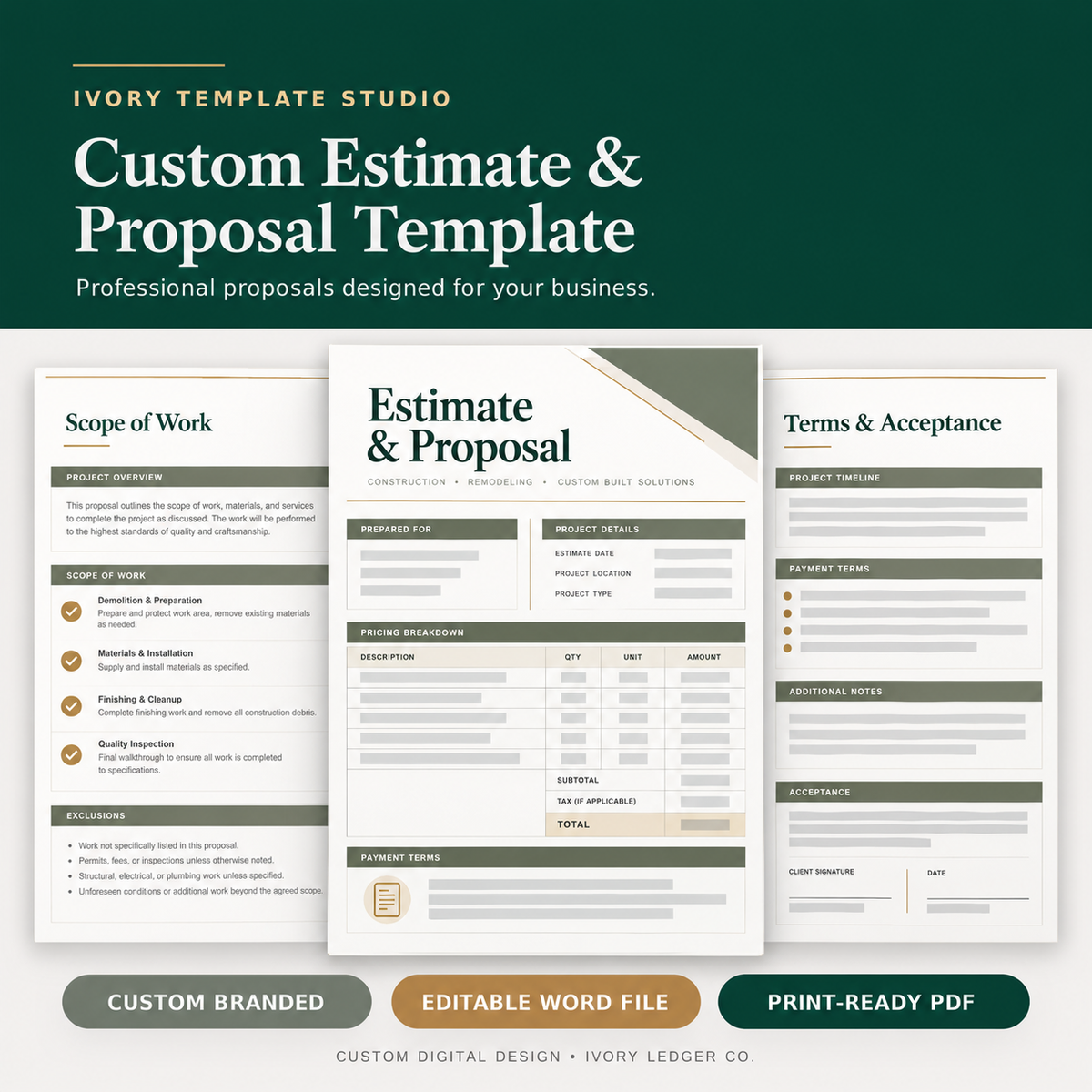 Custom Estimate & Proposal Templates